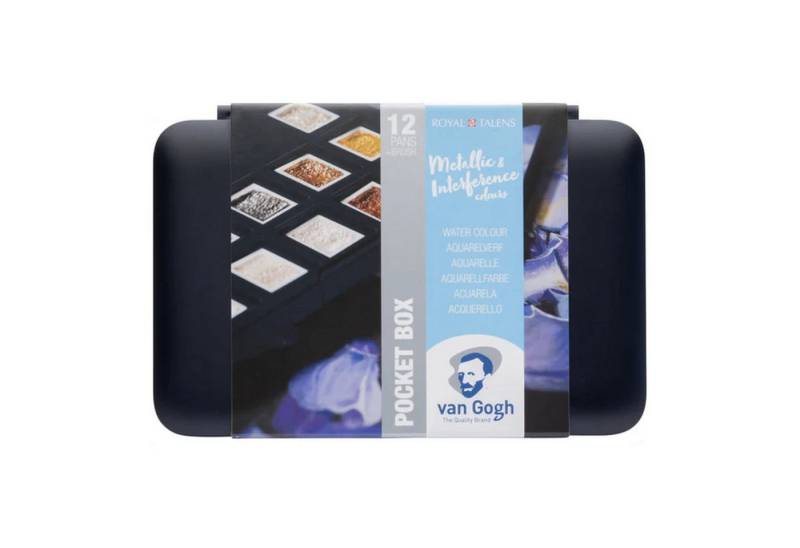 Talens Aquarellfarbe Van Gogh Pocketbox Metallic & Interfernce, 12 Farben in halbe Näpfchen von Talens