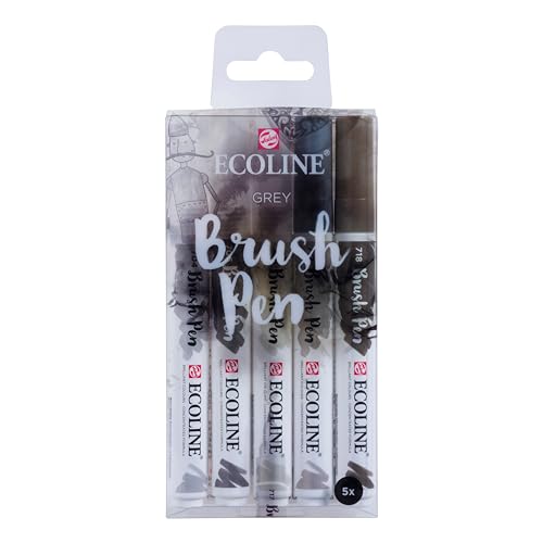 Ecoline Brush Pen-Set mit 5 flüssigen Aquarellstiften – Graufarbtöne | Mischbare Pinselstifte für Handlettering, Zeichnen und Basteln Ecoline Brush Pen-Set mit 5 flüssigen Aquarellstiften – Graufarbtöne | Mischbare Pinselstifte für Handlettering, Zeichnen und Basteln von Ecoline