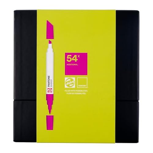 Talens | Pantone Marker 54er Set Additional | Dual-Tip-Stift mit Pinselspitze und Keilspitze | Wasserbasierte, pigmentierte Tinte in Pantone-Farben von Talens