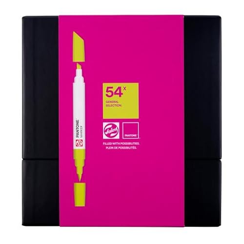 Talens | Pantone Marker 54er Set | Dual-Tip-Stift mit Pinselspitze und Keilspitze | Wasserbasierte, pigmentierte Tinte in Pantone-Farben von Talens