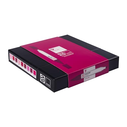 Talens | Pantone Marker 9er Set Cool Red | Dual-Tip-Stift mit Pinselspitze und Keilspitze | Wasserbasierte, pigmentierte Tinte in Pantone-Farben von Talens