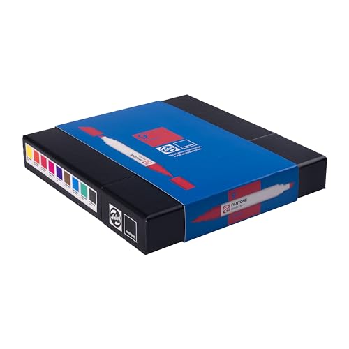 Talens | Pantone Marker 9er Set Primary | Dual-Tip-Stift mit Pinselspitze und Keilspitze | Wasserbasierte, pigmentierte Tinte in Pantone-Farben von Talens