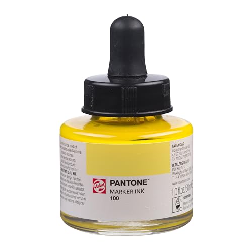 Talens | Pantone Marker-Tinte 30 ml 100 | Flüssige Tinte + Marker-Nachfüllung | Wasserbasierte, pigmentierte Tinte in 108 Pantone-Farben von Talens