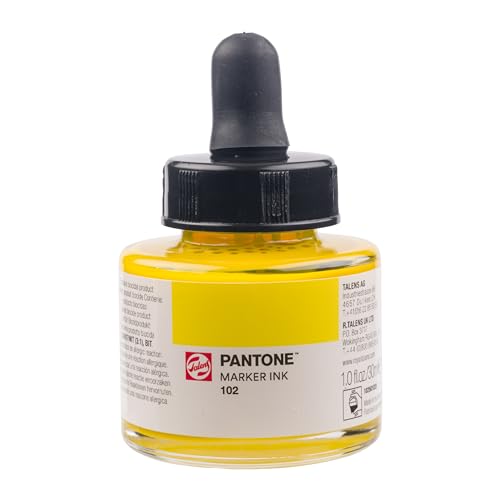 Talens | Pantone Marker-Tinte 30 ml 102 | Flüssige Tinte + Marker-Nachfüllung | Wasserbasierte, pigmentierte Tinte in 108 Pantone-Farben von Talens