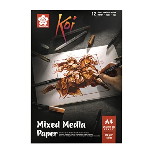 Talens Sakura Koi Mischtechnikbuch 21 x 29,7 cm (A4), 290 g, 12 Blatt (94120002), Orange, Standard von Talens