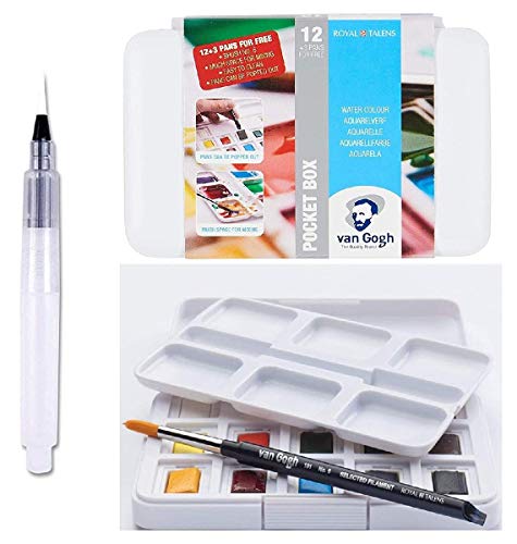 Talens Van Gogh Aquarell Van Gogh 15 Halbe Stifte + 1 Pinsel + Wasserreservepinsel von Talens