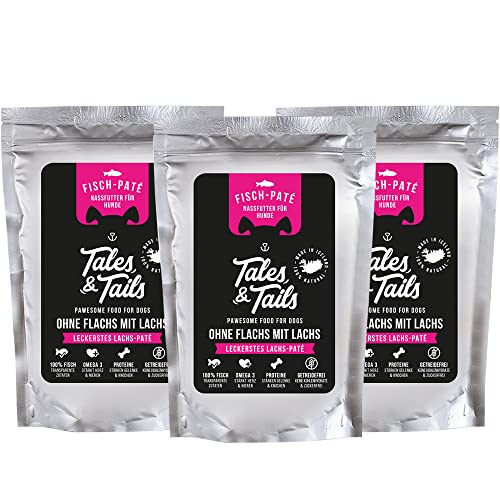 Tales & Tails® - Nassfutter für Hunde aus 100% isländischem Lachs| Getreidefreies Hundefutter, Natürlich, Nährstoffreich, Zuckerfrei | Hundenassfutter „Ohne Flachs mit Lachs“| 30x 100g von Tales & Tails PAWESOME FOOD FOR PETS