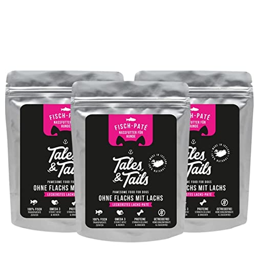 Tales & Tails® - Nassfutter für Hunde aus 100% isländischem Lachs| Getreidefreies Hundefutter, Natürlich, Nährstoffreich, Zuckerfrei | Hundenassfutter „Ohne Flachs mit Lachs“| 30x 300g von Tales & Tails PAWESOME FOOD FOR PETS
