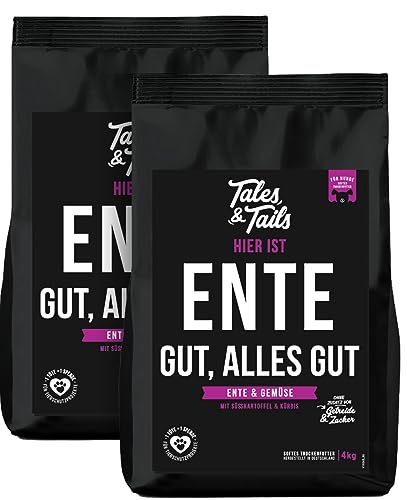 Tales & Tails Halbfeuchtes Trockenfutter für Hunde | Getreidefrei | Eine Tierische Proteinquelle | Hohe Akzeptanz & Verträglichkeit (8 kg (2er Pack), Ente) von Tales & Tails PAWESOME FOOD FOR PETS