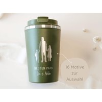 Thermobecher Mit Gravur Personalisiert | Bester Papa Kindernamen Dad Silhouette Graviert Kaffeebecher To Go Namen Vatertag von TalesOfMarley