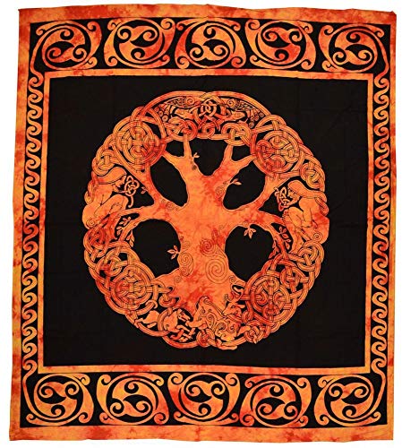 YGGDRASSIL keltische Tagesdecke, Wandbehang Farbe Orange von Talisman Wandtücher