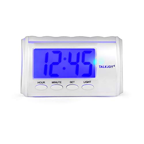 Sprechender Wecker mit Licht Nachttisch Senioren Uhr mit Zeitansage Uhrzeit auf Knopfdruck standfester Blindenwecker Blindenuhr Sprechende Uhr für Menschen mit Sehbehinderung (Deutsche Zeitansage) von TalkJoy