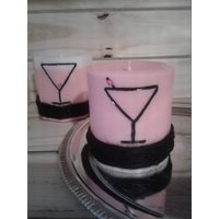 Rosa Und Weiße Martini Glas-Stumpenkerzen-Set - Duftkerzen Stumpenkerzen-Set Handgefertigt Individuelle Kerzensets von TalkativeWax