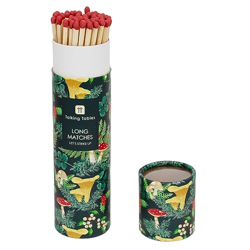 Extra-long matches in beautiful tube-shaped gift box, striking mushroom design, light your candles in style, ideal to bring out at Christmas or to use at any time of the year - 50 Pack. von Talking Tables