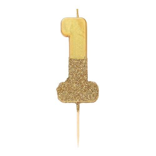 Glitzer-Zahlenkerze, goldene Nummer 1, mehrfarbig verfügbar von Talking Tables. Ideal für Kinder und Erwachsene Geburtstage, oder Meilenstein Anlässe. Erstklassig als Kuchen- oder Torten Deko. von Talking Tables