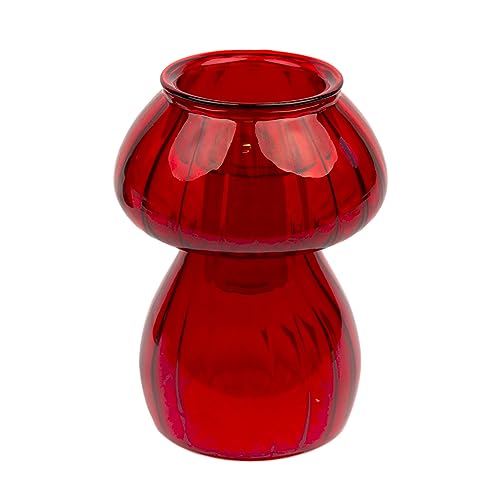 Kerzenhalter aus Glas, Pilzform, Rot oder als Knospenvase, Elegante Tischdekoration, Heimdekoration, Strumpffüller, Wichteln, Größe: 11,5 cm x 8 cm von Talking Tables