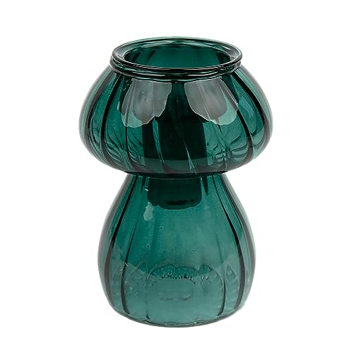 Kerzenhalter aus Glas in Pilzform, Grün oder als Knospenvase, Elegante Tischdekoration für Weihnachten, Verwendung als Heimdekoration, Strumpffüller, Wichteln, Größe: 11,5 von Talking Tables