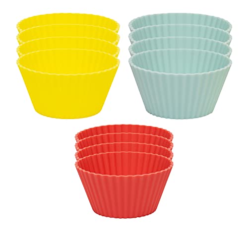 Mehrfarbige Silikon-Cupcake-Förmchen – 12 Stück wiederverwendbare Muffinform zum Backen mit Kindern, spülmaschinenfest, umweltfreundlich von Talking Tables