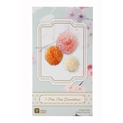 Pompons "Fluffy", 3 St., rosa/apricot/creme - PomPoms in den Farben Rosa, Apricot und Creme in drei Größen von Talking Tables