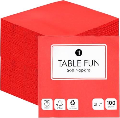 Talking Tables 100 x Großpackung weiche rote Papierservietten, Einweg-Partyservietten für Geburtstage, Hochzeiten, Junggesellinnenabschiede, Weihnachten, recycelbar, hergestellt in der EU 2-lagig 33cm von Talking Tables