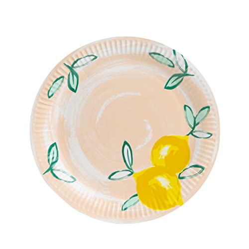Talking Tables 12 Stück Zitrusfrüchte-Zitronen-Pappteller | es, recycelbares und Einweg-Partygeschirr für Sommer, Essen im Freien im Garten, Picknick, Grillen, Rosa, CITRUS-PLATE von Talking Tables