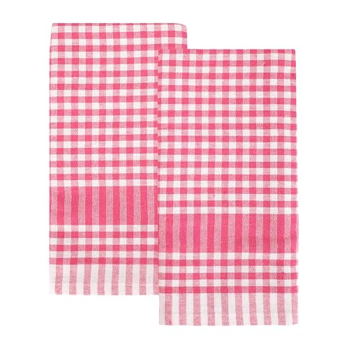 Talking Tables 2 x Himbeer-Pinke Gingham Küchentücher Tischwäsche Stoff-Geschirrhandtücher große Karierte Servietten saugfähig langlebig weiche Baumwolle schnelltrocknend ECO Verpackung 45 cm x 70 cm von Talking Tables