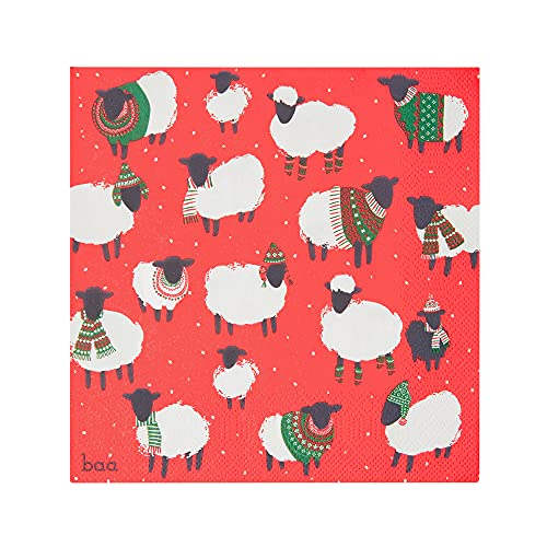 Talking Tables 20 Stück Weihnachtsservietten aus Schaf | Rote Papierservetten für Weihnachten, Boxing Day, Winter Dinner Party, Decoupage, 16.5 x 16.5 x 16.5 cm von Talking Tables