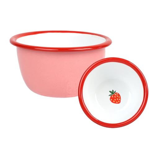 Talking Tables Bon Appetit Handgefertigte Pinke Emaille-Schale langlebig Snackschale für Erdbeeren Erdnüsse Chips Saucen Dips Früchte Picknicks Grillabende leicht zu reinigen spülmaschinenfest 10 cm von Talking Tables
