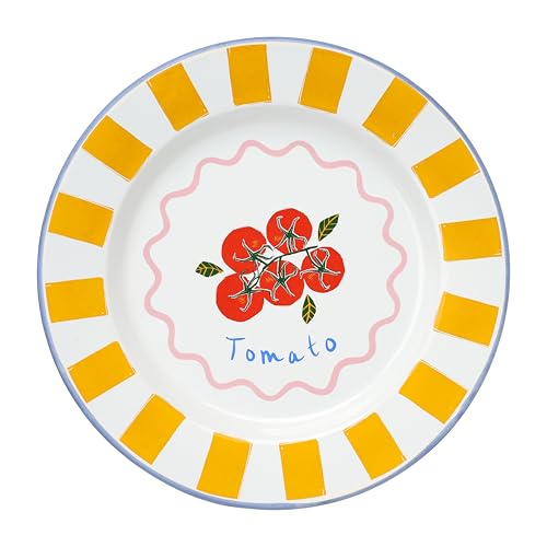 Talking Tables Bon Appetit Handgefertigtes Emaille-Dinnerteller mit Tomaten-Design langlebig leicht perfekt für Outdoor-Dining Picknick Camping Strand stilvolles Sommergeschirr spülmaschinenfest 25 cm von Talking Tables