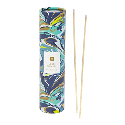 Talking Tables Extra-Long Matches in Beautiful Tube Shaped Gift Box, Adorned with a stylish Blue Marbled Design, Light Your Candles in Style, ideal to use at at Any time of The Year - 50 Pack von Talking Tables