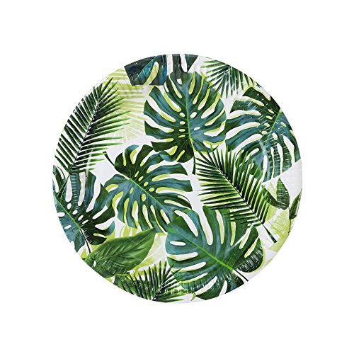 8 Grün tropische Pappteller mit Palmenmotiv von Buntes Papiergeschirr für den Kindergeburtstag, oder zum Picknick-machen r für Mädchen und Jungs, für eine Dschungel-, Hawaii-, Dinosaurier-, oder von Talking Tables