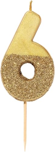 Talking Tables Gold Nummer 6 Geburtstagskerze mit Glitzer – Tortendekoration für Kinder, Erwachsene, 16., 60. Geburtstagsfeier, Jubiläum, Meilensteinzeitalter Talking Tables Gold Nummer 6 Geburtstagskerze mit Glitzer – Tortendekoration für Kinder, Erwachsene, 16., 60. Geburtstagsfeier, Jubiläum, Meilensteinzeitalter von Talking Tables