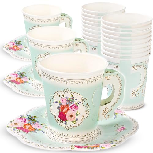 Talking Tables Hübsches Vintage-Einweg-Tasse und Untertasse, Nachmittagstee-Party-Set, wirklich leckeres Einweggeschirr für Muttertag, Kindergeburtstag, Brautparty, Hochzeit, 24 Stück Talking Tables Hübsches Vintage-Einweg-Tasse und Untertasse, Nachmittagstee-Party-Set, wirklich leckeres Einweggeschirr für Muttertag, Kindergeburtstag, Brautparty, Hochzeit, 24 Stück von Talking Tables