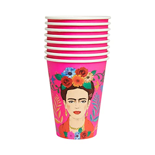 Talking Tables Lot de 8 Gobelets en Papier Rose Bohemien, Frida Kahlo | Recyclable, Sans Plastique | Pour l'été, Anniversaire, BBQ, Celebration von Talking Tables