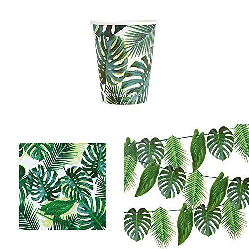 Talking Tables Paper Cups, Cocktail Napkins, Bunting | Tropical Luau Palm Leaf Hawaiian Party Tableware Decorations for Birthdays, Picnic or Garden BBQ Parties von Talking Tables