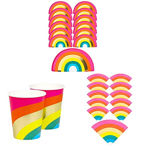 Talking Tables Rainbow Paper Plates, Cups, Napkins | Rainbow Themed Party Tableware Decorations for Kids or Adults Birthdays - ideal for Pride Parties, Baby Shower, Garden, Picnic BBQ von Talking Tables