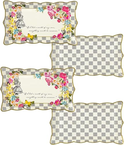 Talking Tables Truly Alice in Wonderland; Servierplatte für Geburtstage, Teekränzchen, Hochzeiten und Partys, Verrückte Hutmacher-Party, Bunt (4 pro Pack) von Talking Tables