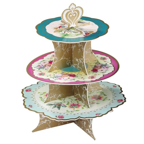Talking Tables Truly Scrumptious Dreilagiger Kuchenstand mit buntem Blumenmuster für Kaffeekränzchen, Hochzeiten und Geburtstage von Talking Tables
