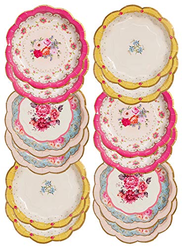 Talking Tables Truly Scrumptious; Pappteller für Teekränzchen, Hochzeiten und Geburtstagspartys, Vintage-Stil, 18 cm (12 pro Pack in 3 Designs) von Talking Tables