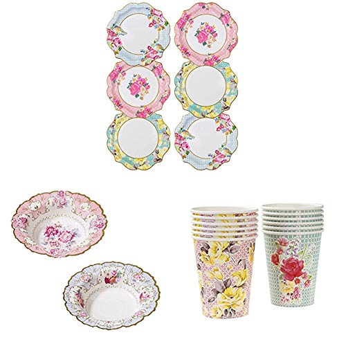 Talking Tables Truly Scrumptious Afternoon Tea Party Pretty Paper Plates, Paper Bowls, Floral Paper Cups von Talking Tables