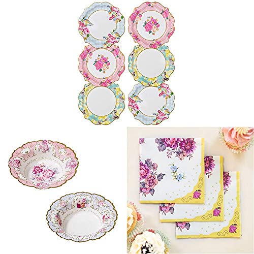 Talking Tables Truly Scrumptious Afternoon Tea Party Pretty Paper Plates, Paper Bowls, Floral Paper Napkins von Talking Tables