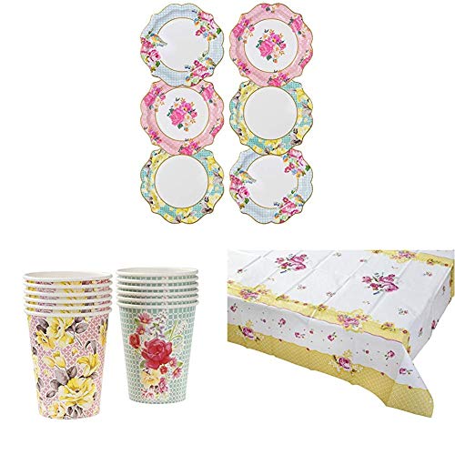 Talking Tables Truly Scrumptious Afternoon Tea Party Pretty Paper Plates, Paper Cups, Floral Paper Tablecover von Talking Tables