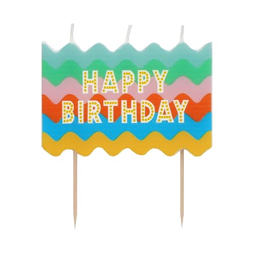 Talking Tables 1er-Packung Große Happy Birthday Blockkerze – Bunte Regenbogenkerzen Premium-Qualität Torten-Topper Dekoration – Höhe 6,3 cm von Talking Tables
