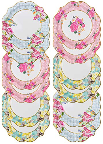 Talking Tables Lot de 12 assiettes Style Ancien, Floral, 22cm | Pour Anniversaire, Baby Shower, Mariage, Jetable, Couleur Pastel von Talking Tables