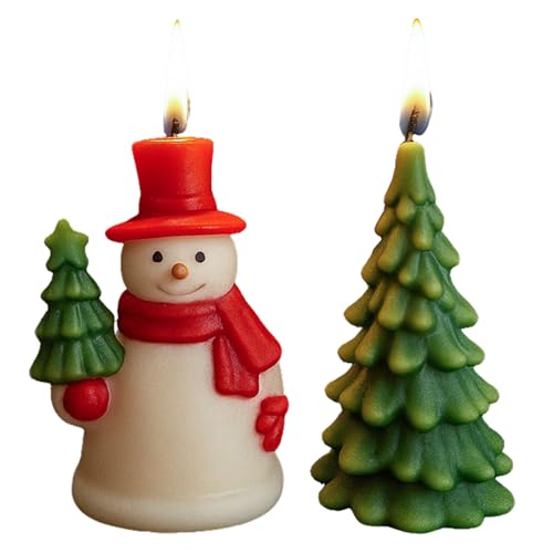 2 Stück Silikonformen Gießformen Weihnachten Kerzenformen zum Gießen, Weihnachtsbaum Kerzen Silikonform Weihnachten Schneemann Gießformen Silikon Gips Giessformen Silikon Gießform Weihnachten (A) von Talleros