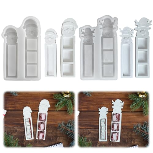 4 Stück Silikonformen Gießformen Weihnachten, Weihnachtsmann Silikonform Geldgeschenk Elch Silikonform Weihnachten Gießformen Silikon Gießform Weihnachten Giessformen Silikon Pralinenschachtel (AB) von Talleros