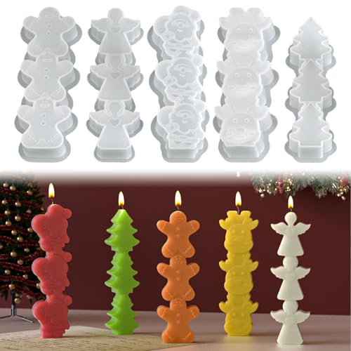 5 Stück Silikonformen Gießformen Weihnachten Kerzenformen zum Gießen, Kerzen Silikonform Weihnachten Gießformen Silikon Gips Zum Gießen Giessformen Silikon Gießform Weihnachten Kerzenform (A) von Talleros