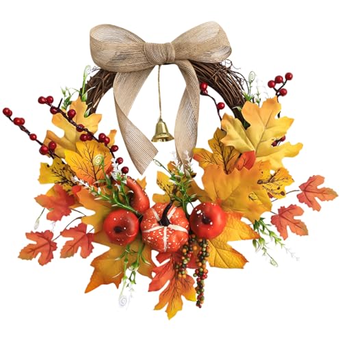 Herbstkränze für Haustür,45cm Türkranz Herbst Außen für Herbstdeko,Tür Fenster Wandbehang Herbst Dekoration mit Ahornblatt für Erntedankfest Thanksgiving Halloween,Weihnachtsdekoration (C) von Talleros