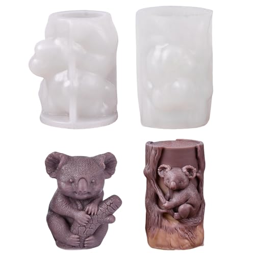 Silikonformen Gießformen, 2 Stück 3D Koala Silikonform Kerzen, Koala Kerzenformen zum Gießen, Tiere Kerzenform Gießformen Silikon Giessformen Silikon Gießform Koala für Kerzen, Gips (A) von Talleros