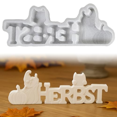 Silikonformen Gießformen Herbst, Silikonform Herbst Buchstaben Silikonform Kürbis Gips Zum Gießen Gießformen Silikon Giessformen Silikon Gießform Herbst für Kerzen, Seife, Gips, DIY Handwerk (A) von Talleros